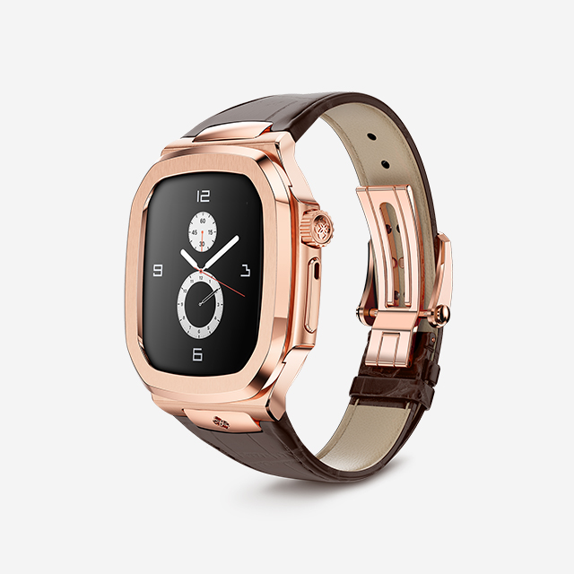 ROYAL45 - Rose Gold-Leather (BR)｜Apple Watch Case｜