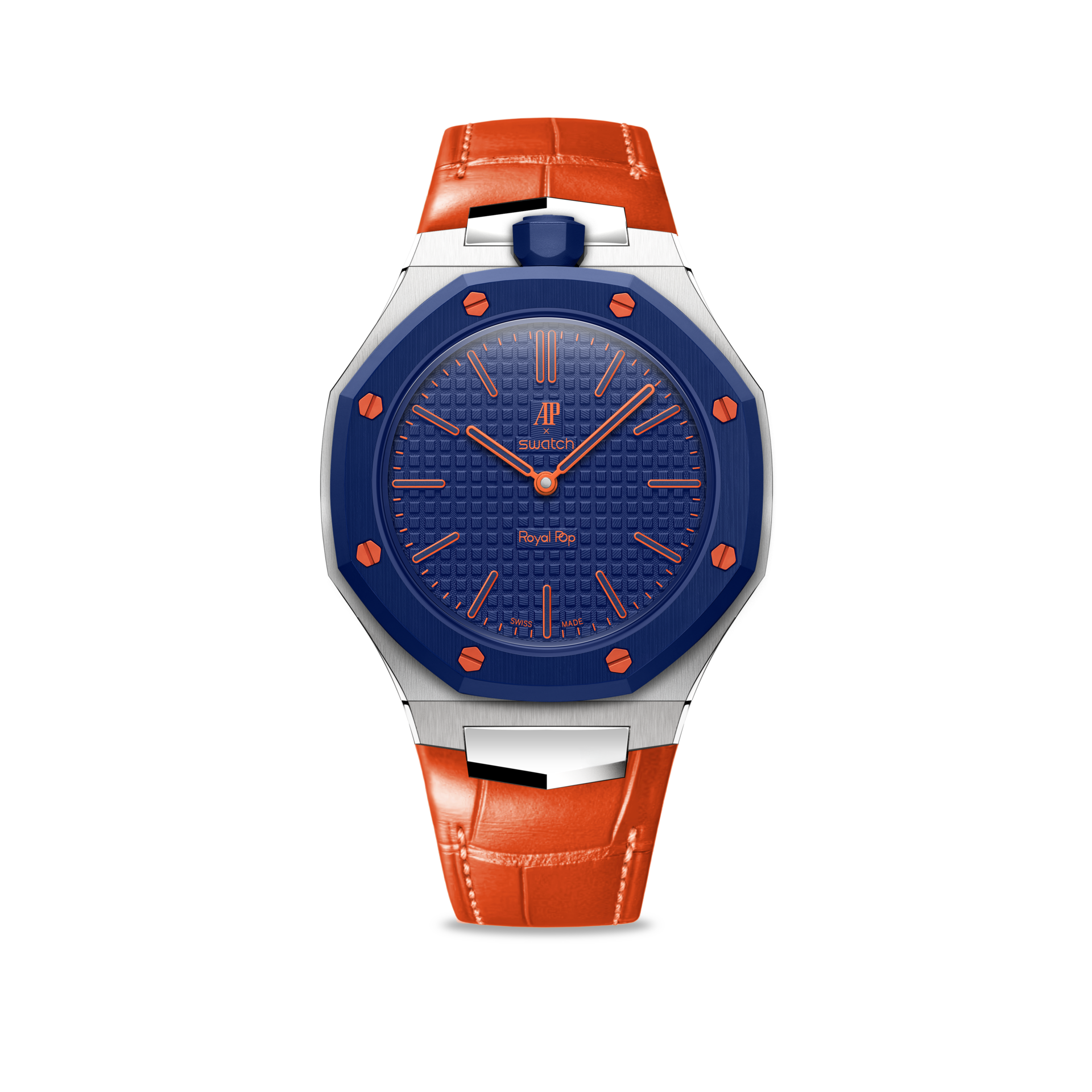 Pop Case皇家鱷魚紋皮革錶帶-Orange