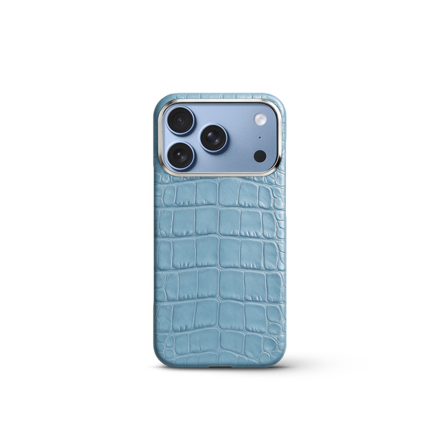 iPhone Case 17/ 18 鱷魚紋保護殼 - 天藍