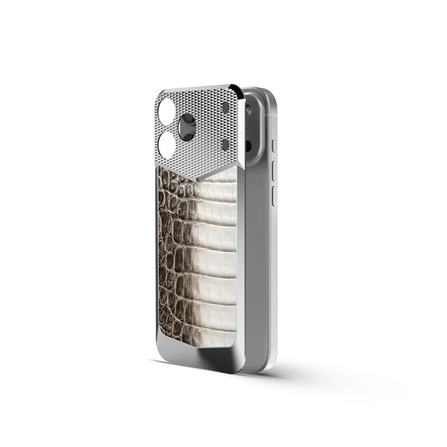 iPhone Case 18 鱷魚紋吸保護殼-銀