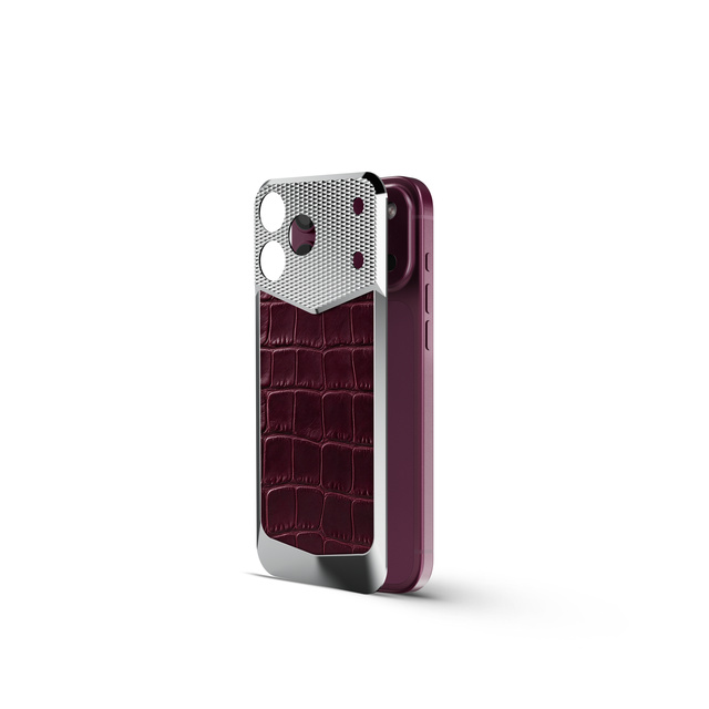 iPhone Case 18 鱷魚紋吸保護殼-勃根地紅